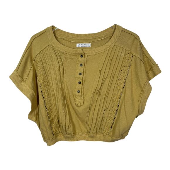 Free People We The Free Roxy Tee Small NWT New Golden Palm Boho Casual Top - Picture 3 of 7